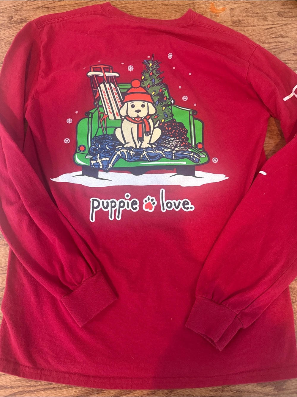 Red Puppie Love Holiday Dog Graphic Long-Sleeve Tee